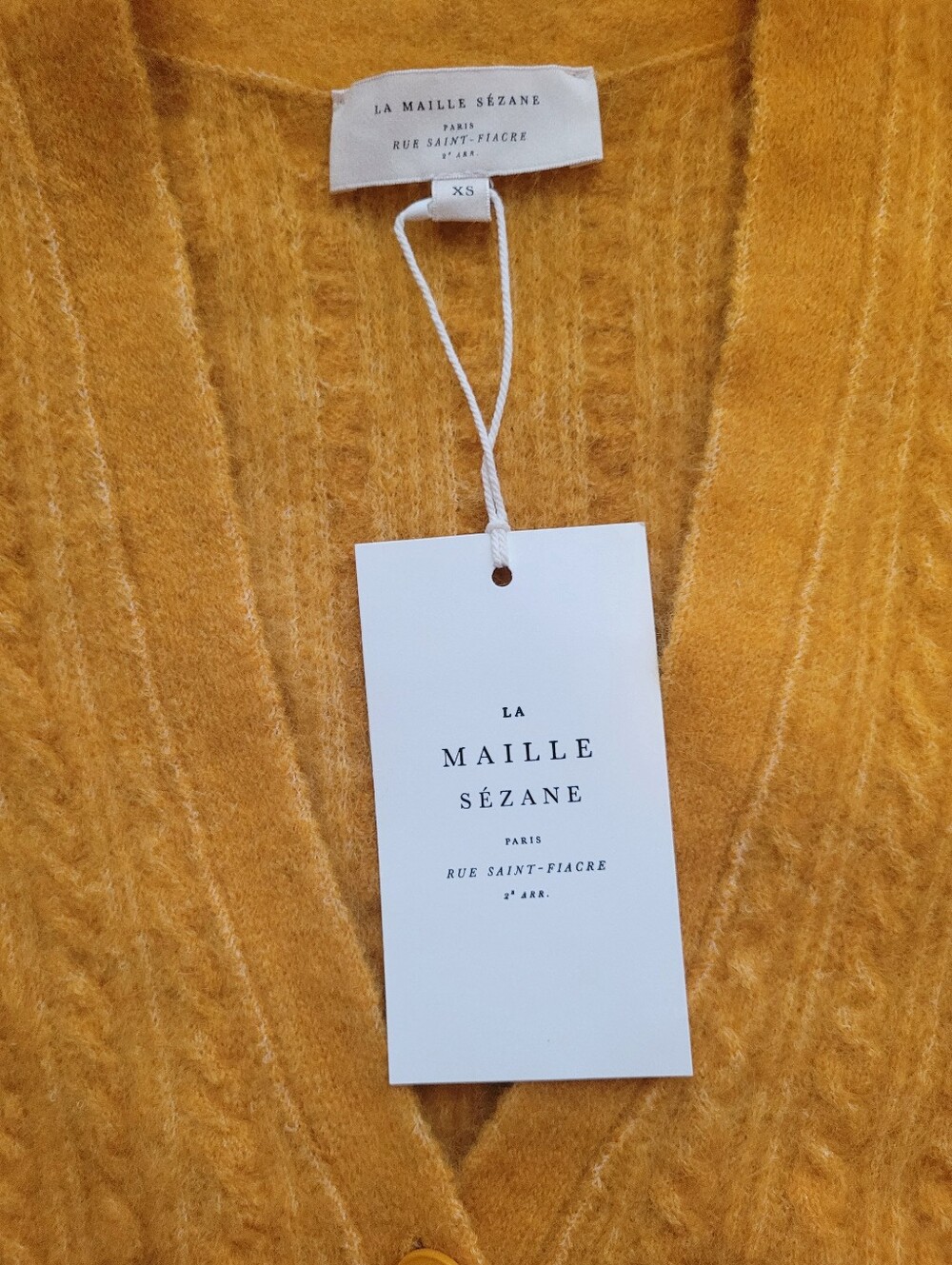 NWT Sézane La Maille Perrine Mohair Blend Cardigan XS Tournesol Yellow - Picture 3 of 5